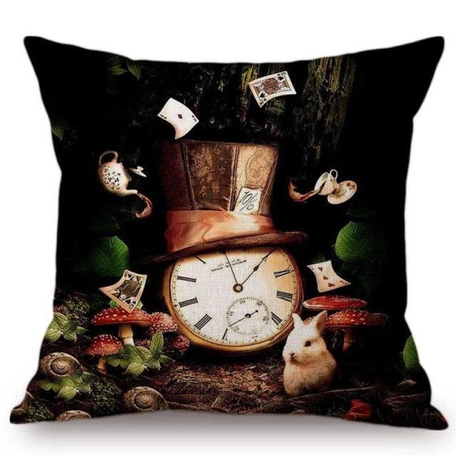 Elegant Cushion Cover Cute Rabbit Cat Print Square Throw Pillow Cover Cotton Linen Spring Home Decorative Cushion Case For Bed Throw Pillow Vintage Home Decorative Pillow Case 45x45cm
