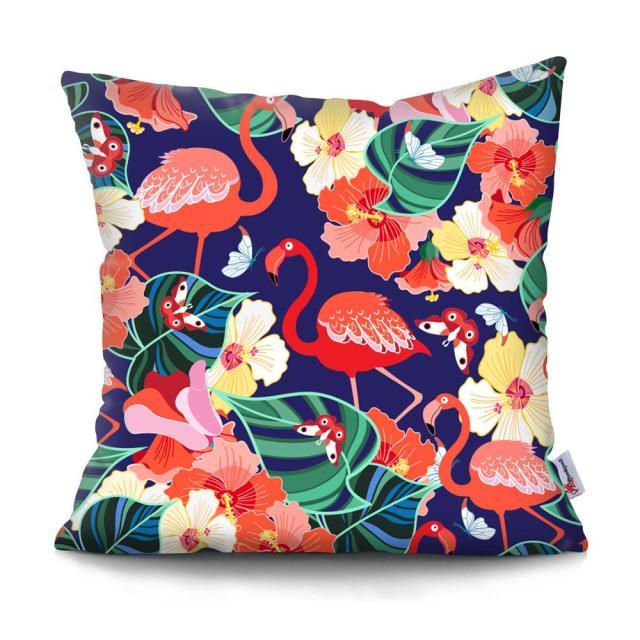 Flowers Plush Cushion Cover Pillow Decorative Colorful Tropical Leaf Throw Pillow Covers Decorative Plant Parrot Cushion Cover Pillowcase Square Cushion Cases For Home 45x45CM
