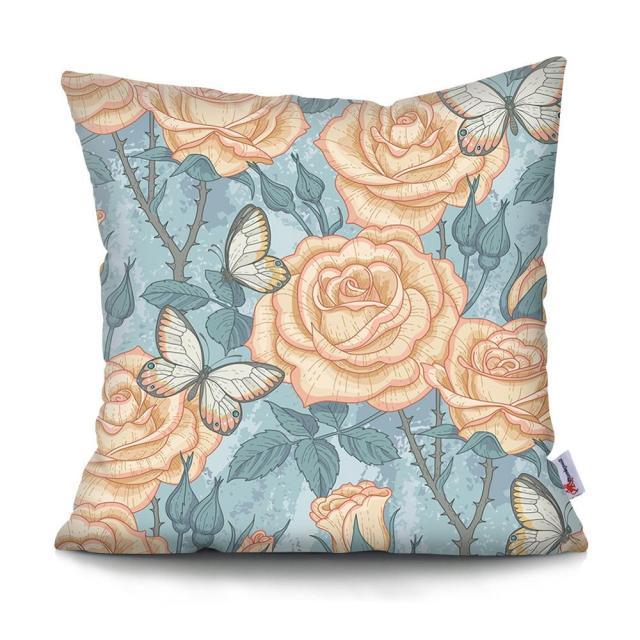 Flowers Plush Cushion Cover Pillow Decorative Colorful Tropical Leaf Throw Pillow Covers Decorative Plant Parrot Cushion Cover Pillowcase Square Cushion Cases For Home 45x45CM