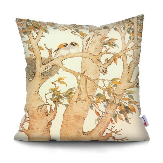 Flowers Plush Cushion Cover Pillow Decorative Colorful Tropical Leaf Throw Pillow Covers Decorative Plant Parrot Cushion Cover Pillowcase Square Cushion Cases For Home 45x45CM