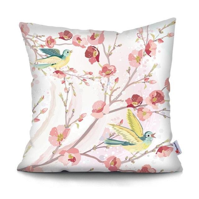 Flowers Plush Cushion Cover Pillow Decorative Colorful Tropical Leaf Throw Pillow Covers Decorative Plant Parrot Cushion Cover Pillowcase Square Cushion Cases For Home 45x45CM