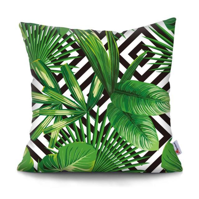 Flowers Plush Cushion Cover Pillow Decorative Colorful Tropical Leaf Throw Pillow Covers Decorative Plant Parrot Cushion Cover Pillowcase Square Cushion Cases For Home 45x45CM