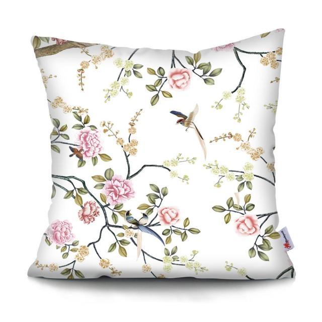 Flowers Plush Cushion Cover Pillow Decorative Colorful Tropical Leaf Throw Pillow Covers Decorative Plant Parrot Cushion Cover Pillowcase Square Cushion Cases For Home 45x45CM