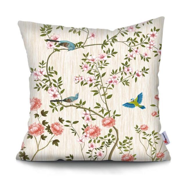 Flowers Plush Cushion Cover Pillow Decorative Colorful Tropical Leaf Throw Pillow Covers Decorative Plant Parrot Cushion Cover Pillowcase Square Cushion Cases For Home 45x45CM