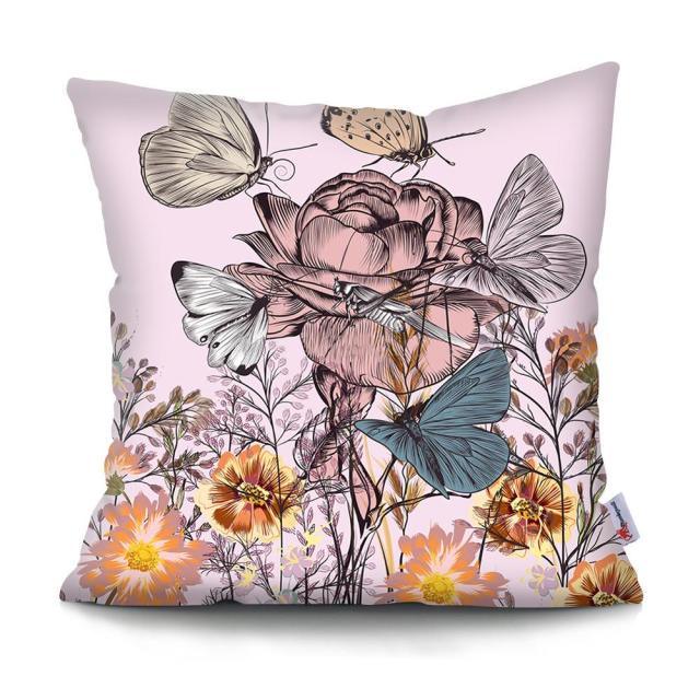 Flowers Plush Cushion Cover Pillow Decorative Colorful Tropical Leaf Throw Pillow Covers Decorative Plant Parrot Cushion Cover Pillowcase Square Cushion Cases For Home 45x45CM