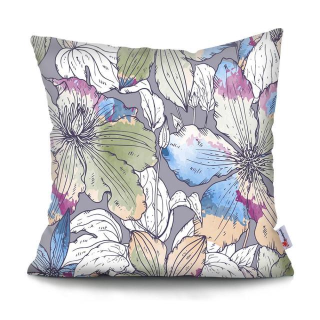 Flowers Plush Cushion Cover Pillow Decorative Colorful Tropical Leaf Throw Pillow Covers Decorative Plant Parrot Cushion Cover Pillowcase Square Cushion Cases For Home 45x45CM