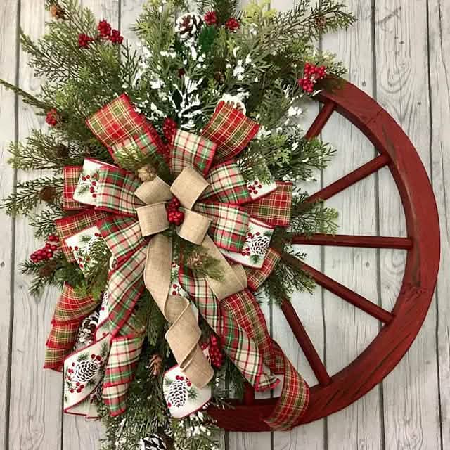 Front Door Wooden Vintage Winter Decorative Christmas Wreath
