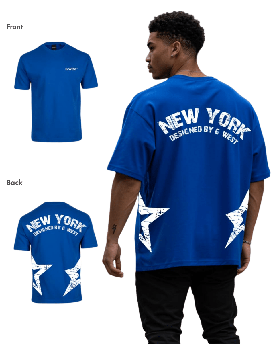 G West Mens Oversized New York Arch Logo Tee Gwdtfl9053 - 2 Colors