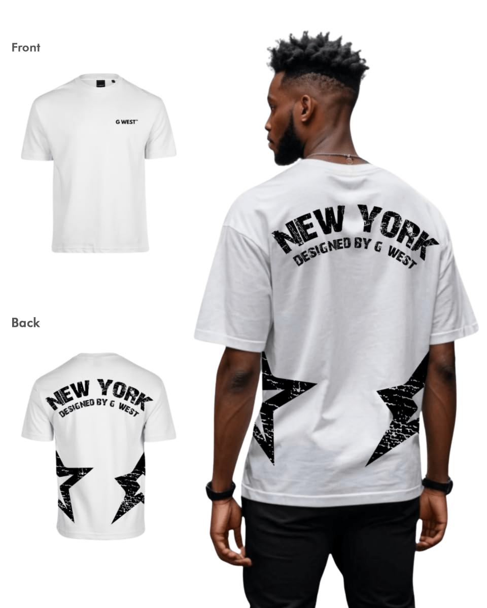 G West Mens Oversized New York Arch Logo Tee Gwdtfl9053 - 2 Colors