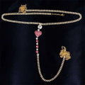 Heart Rhinestone Panty Body Jewelry with Garter Belt