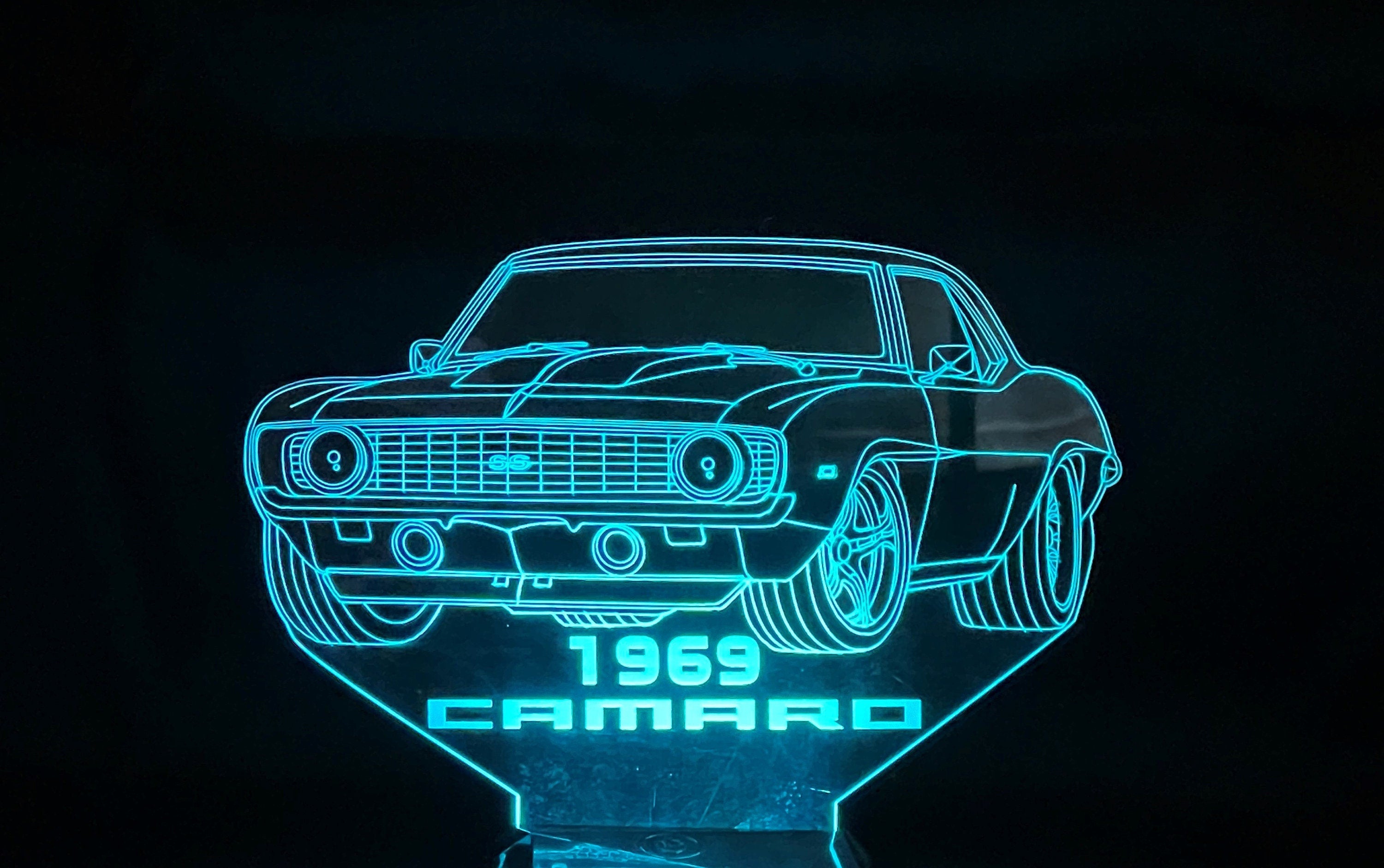 69 Camaro SS 3D LED Color Changing Desk Lamp, Night Light, Man Cave Light | Customizable | Rechargeable Corded or Cordless