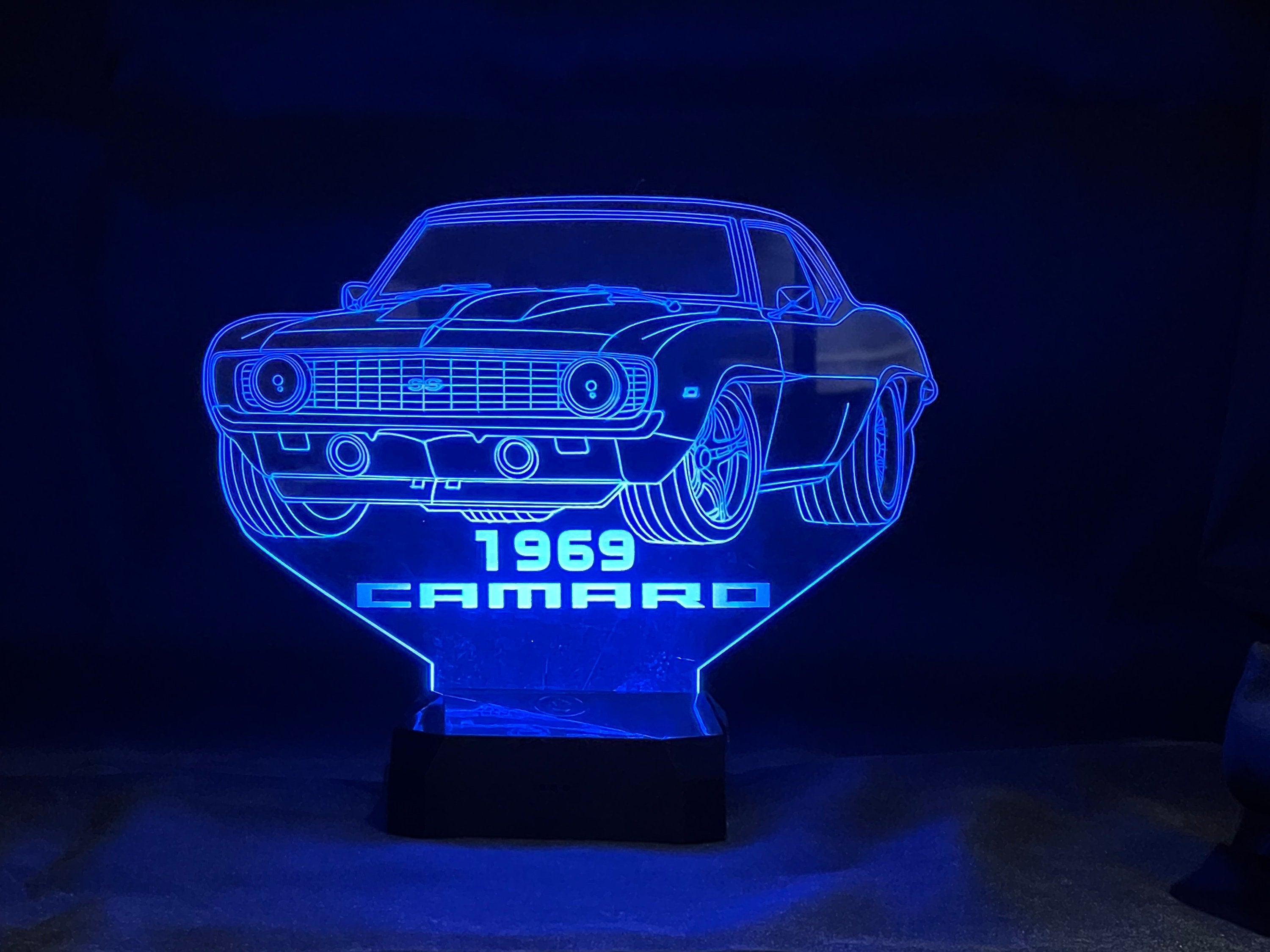 69 Camaro SS 3D LED Color Changing Desk Lamp, Night Light, Man Cave Light | Customizable | Rechargeable Corded or Cordless