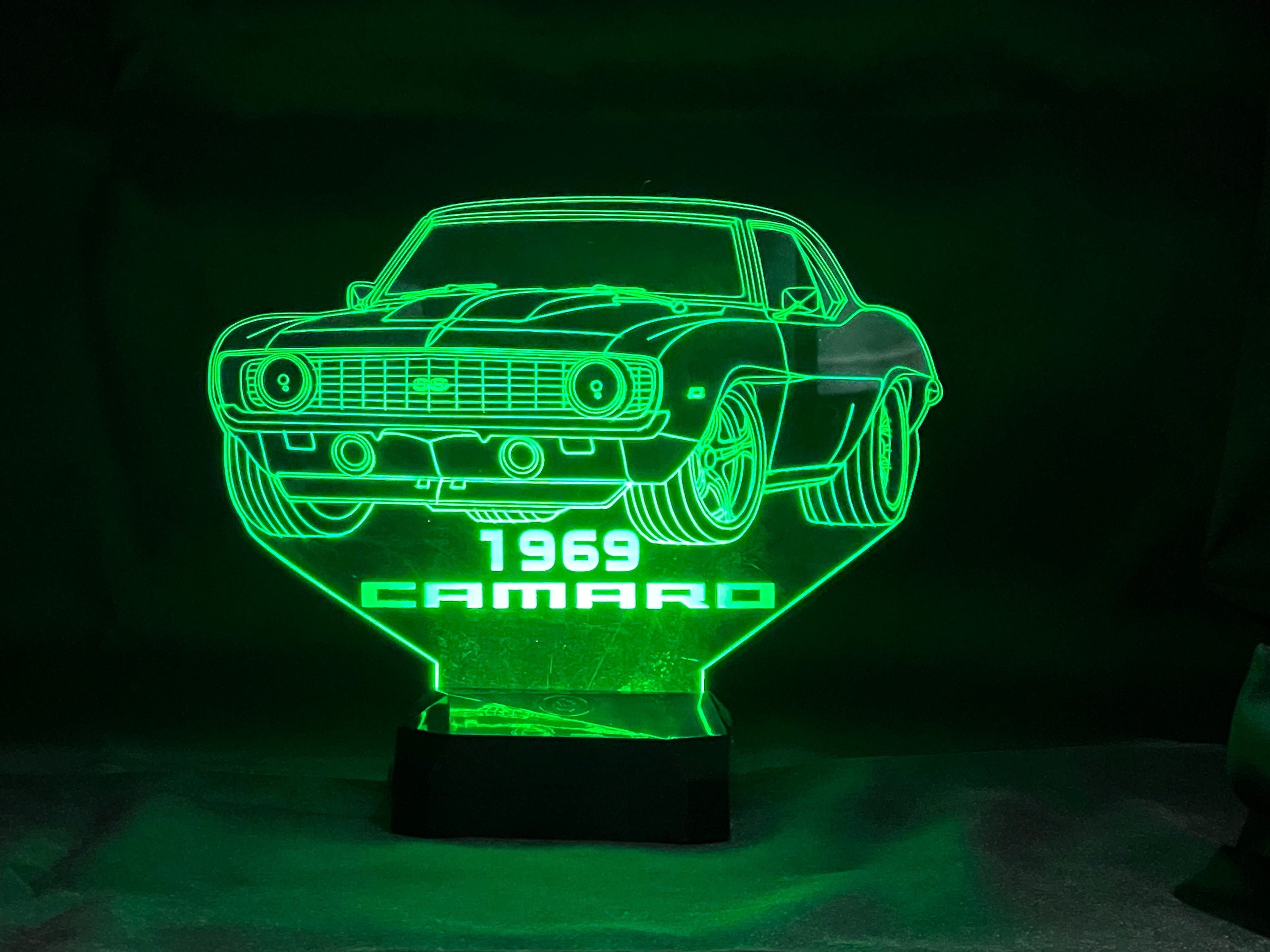 69 Camaro SS 3D LED Color Changing Desk Lamp, Night Light, Man Cave Light | Customizable | Rechargeable Corded or Cordless