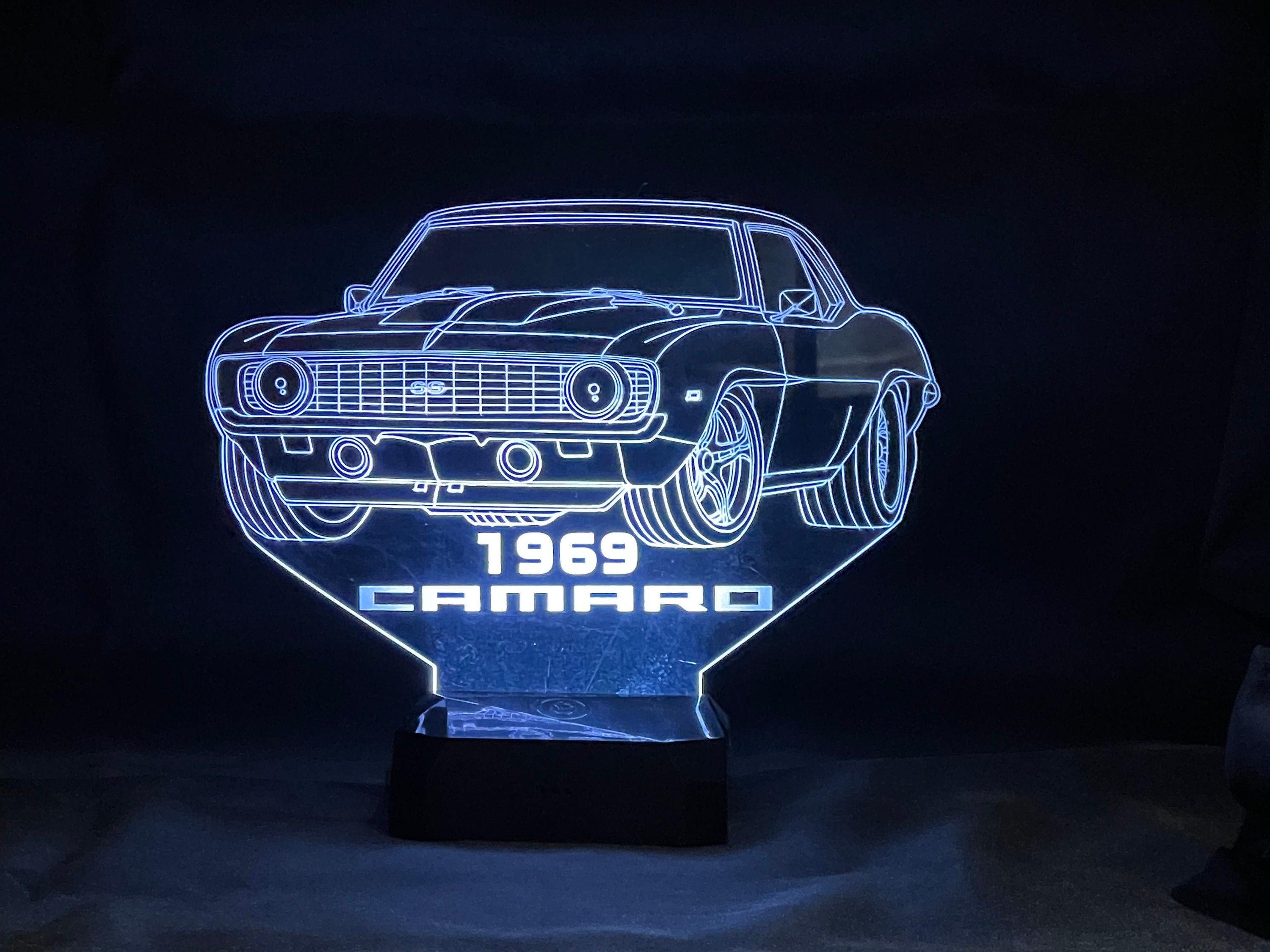 69 Camaro SS 3D LED Color Changing Desk Lamp, Night Light, Man Cave Light | Customizable | Rechargeable Corded or Cordless