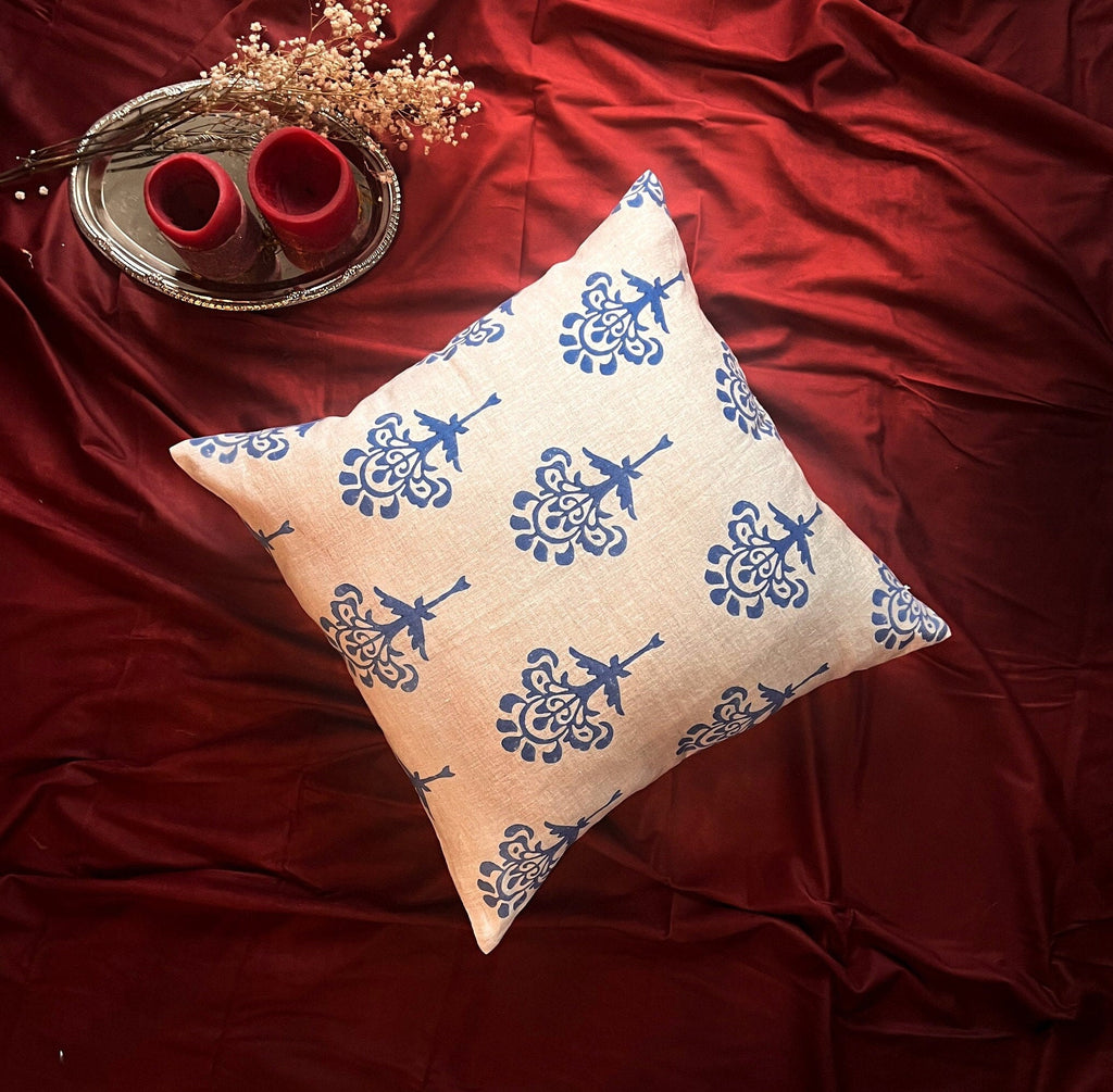 Blue Harmony - Pure Linen Throw Pillow Cover