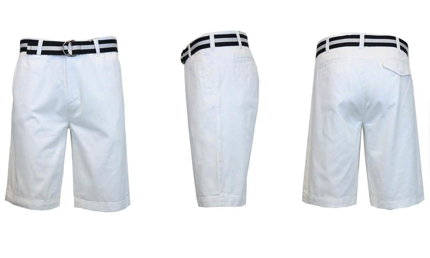 Men's Slim Fit Flat Front Belted Shorts - Assorted Colors and Sizes