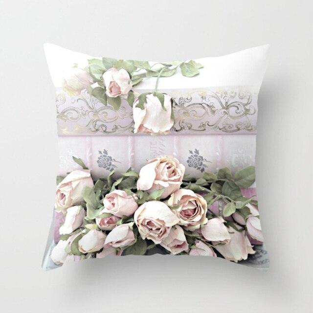 New Velvet Cushion Cover Pillowcase Colorful Flower Cushion Sunflower Rose Mediterranean Pillow Case Decor Sofa Throw Pillows Room 45x45CM