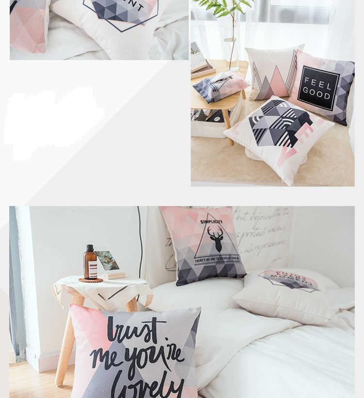 Nordic Style Pillow Covers Decorative Deer Black Throw Pillows Geometric Cushions Cover Deer Rustic Watercolor Head Popular Vintage Antlers Silhouette Pattern Wood Decorative Pillow Cases Home Decor Square 45X45cm