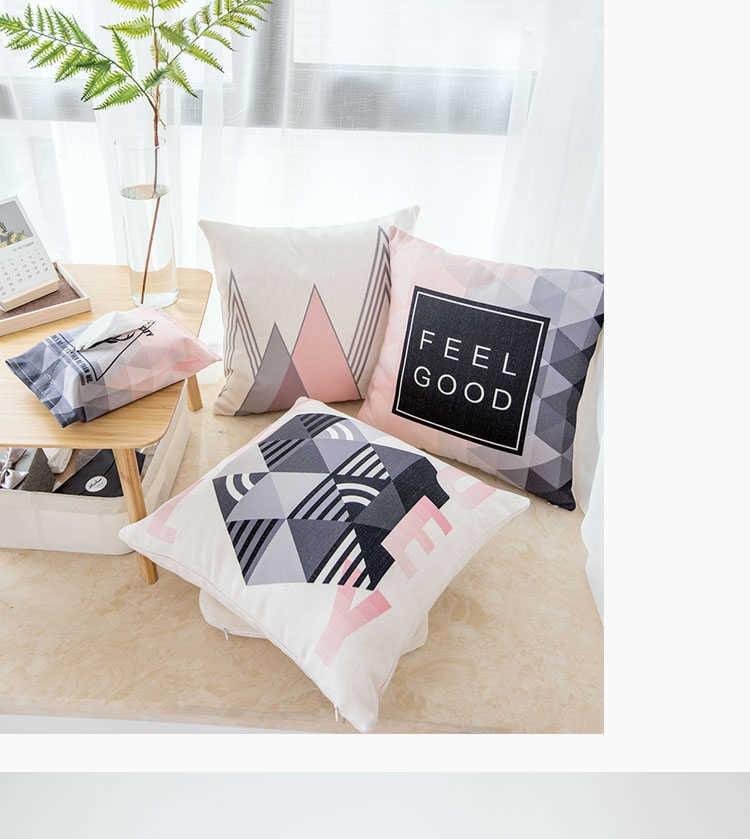 Nordic Style Pillow Covers Decorative Deer Black Throw Pillows Geometric Cushions Cover Deer Rustic Watercolor Head Popular Vintage Antlers Silhouette Pattern Wood Decorative Pillow Cases Home Decor Square 45X45cm