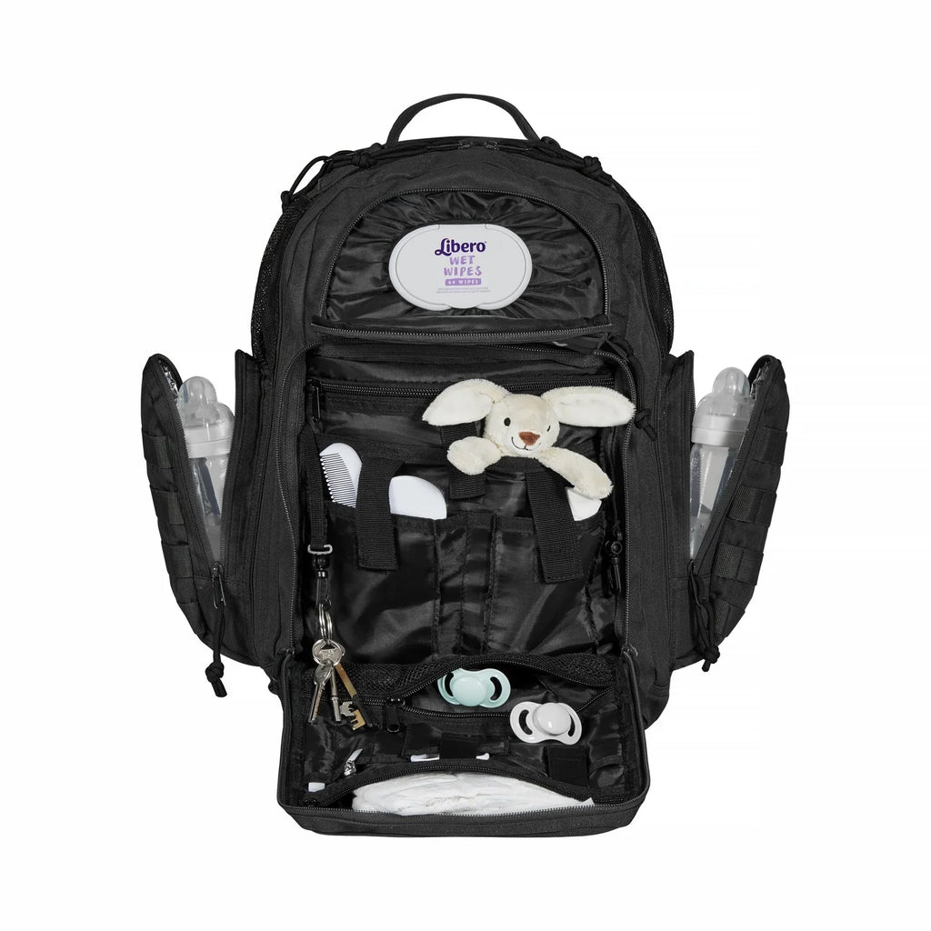 Phil & Jack Dad Diaper Bag Backpack, Baby Diaper Bag with Changing Station, Tactical Military Style, Womens Mens Diaper Bag (Black)