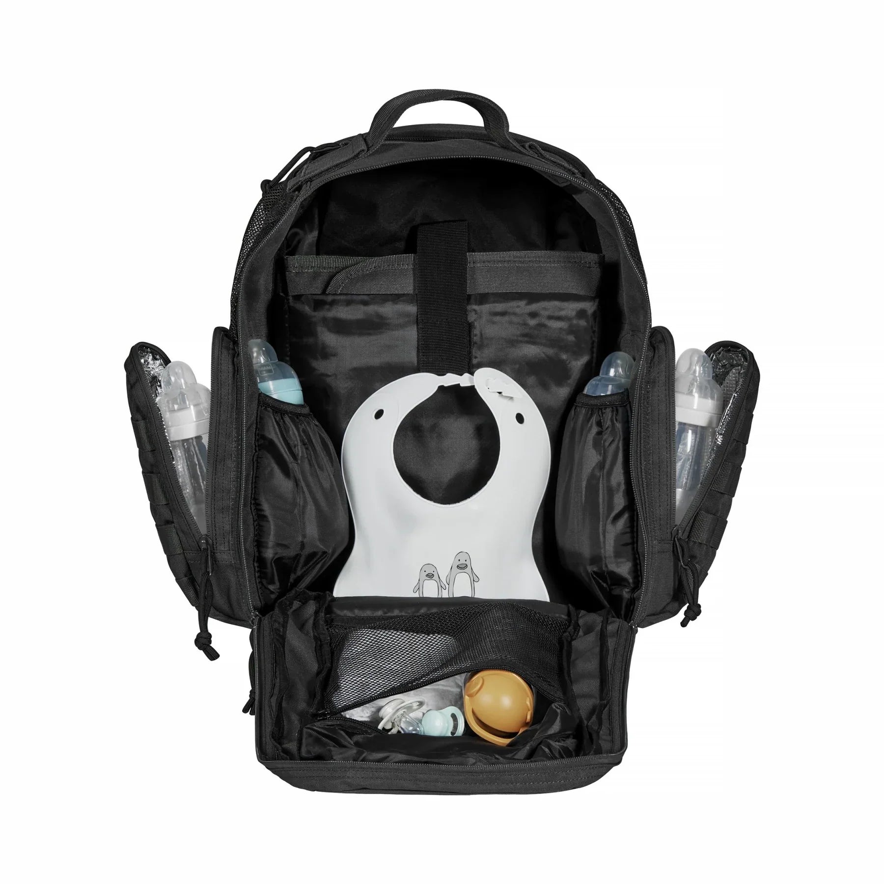 Phil & Jack Dad Diaper Bag Backpack, Baby Diaper Bag with Changing Station, Tactical Military Style, Womens Mens Diaper Bag (Black)