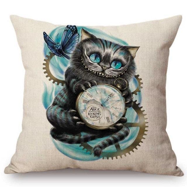 Elegant Cushion Cover Cute Rabbit Cat Print Square Throw Pillow Cover Cotton Linen Spring Home Decorative Cushion Case For Bed Throw Pillow Vintage Home Decorative Pillow Case 45x45cm