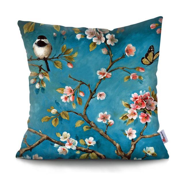 Flowers Plush Cushion Cover Pillow Decorative Colorful Tropical Leaf Throw Pillow Covers Decorative Plant Parrot Cushion Cover Pillowcase Square Cushion Cases For Home 45x45CM