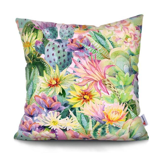 Cactus Cushion Cover Tropical Leaf Pillow Case Abstract Colorful Tropical Leaf Throw Pillow Covers Decorative Pillowcase Square Cushion Cases For Home Flower Decorative Pillow Sofa Pillowcase Cushions 45x45CM