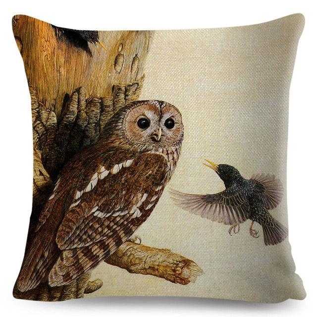 Colorful Pillow Cover Woodland Fox Bird Owl For Kids Room Sofa Home Decor Cute Cartoon Squirrel Cushion Cover Polyester Cotton Pillowcase Vintage Animal Throw Pillow Covers Wild Animals Cotton Linen Square Decorative Cushion Covers