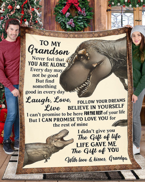 BLANKET FOR GRANDSON – COMFORT & WARMTH GIFT FROM GRANDPA  Sherpa Fleece Quilt Blanket NTTD00 (SKUB-BLK-GPKL)