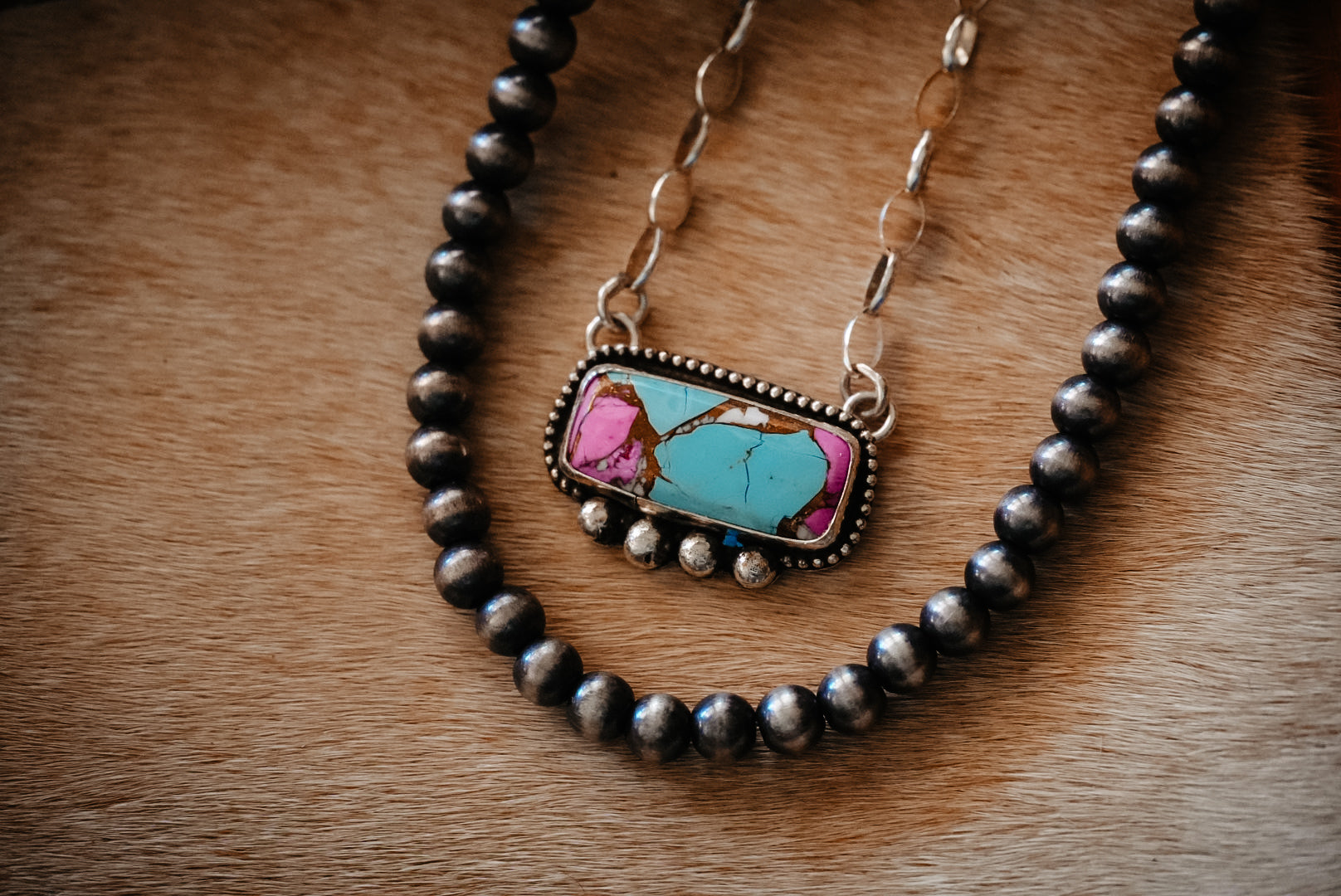 Handmade Sterling Silver Necklace Cotton Candy Dahlia