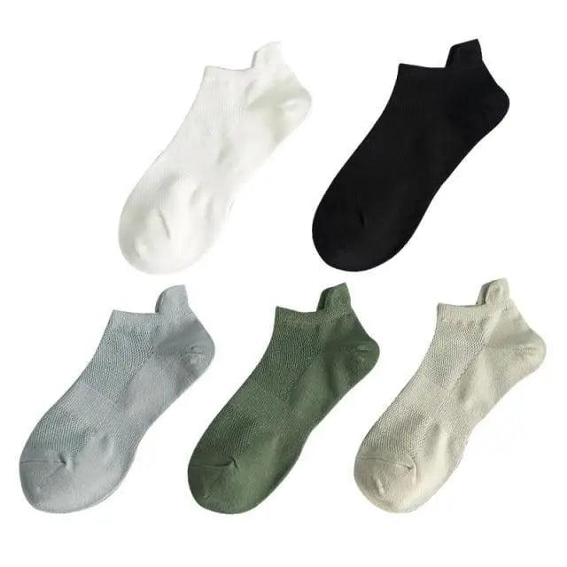 Sport Outdoor Simple 5 Pairs Man Cotton Short Socks For Men Breathable Mesh Comfortable Solid Colorful Soft Socks