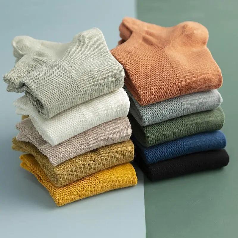 Sport Outdoor Simple 5 Pairs Man Cotton Short Socks For Men Breathable Mesh Comfortable Solid Colorful Soft Socks