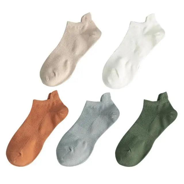 Sport Outdoor Simple 5 Pairs Man Cotton Short Socks For Men Breathable Mesh Comfortable Solid Colorful Soft Socks