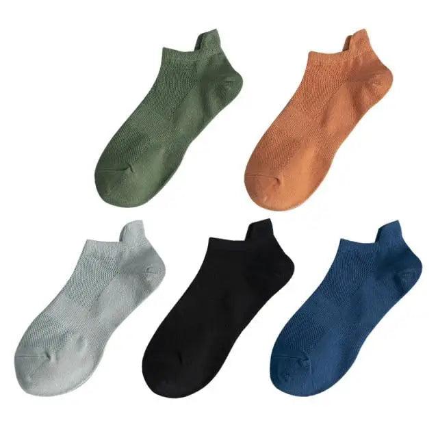 Sport Outdoor Simple 5 Pairs Man Cotton Short Socks For Men Breathable Mesh Comfortable Solid Colorful Soft Socks