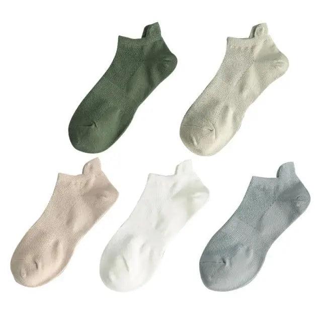 Sport Outdoor Simple 5 Pairs Man Cotton Short Socks For Men Breathable Mesh Comfortable Solid Colorful Soft Socks