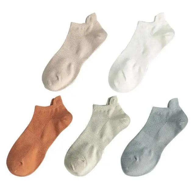 Sport Outdoor Simple 5 Pairs Man Cotton Short Socks For Men Breathable Mesh Comfortable Solid Colorful Soft Socks
