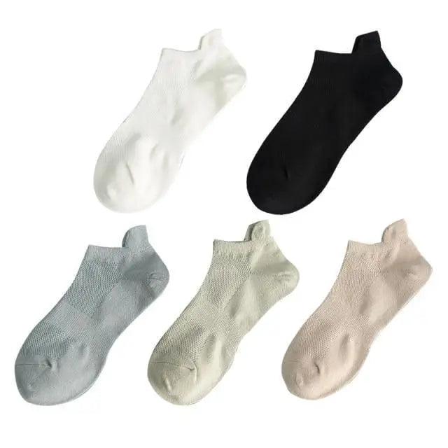 Sport Outdoor Simple 5 Pairs Man Cotton Short Socks For Men Breathable Mesh Comfortable Solid Colorful Soft Socks