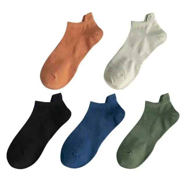 Sport Outdoor Simple 5 Pairs Man Cotton Short Socks For Men Breathable Mesh Comfortable Solid Colorful Soft Socks