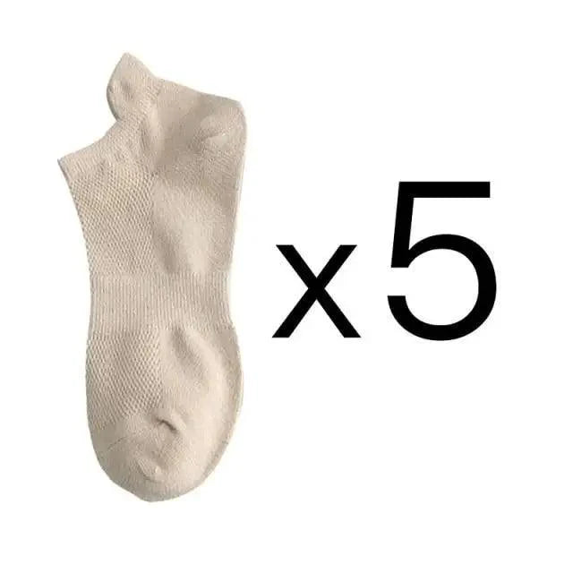 Sport Outdoor Simple 5 Pairs Man Cotton Short Socks For Men Breathable Mesh Comfortable Solid Colorful Soft Socks
