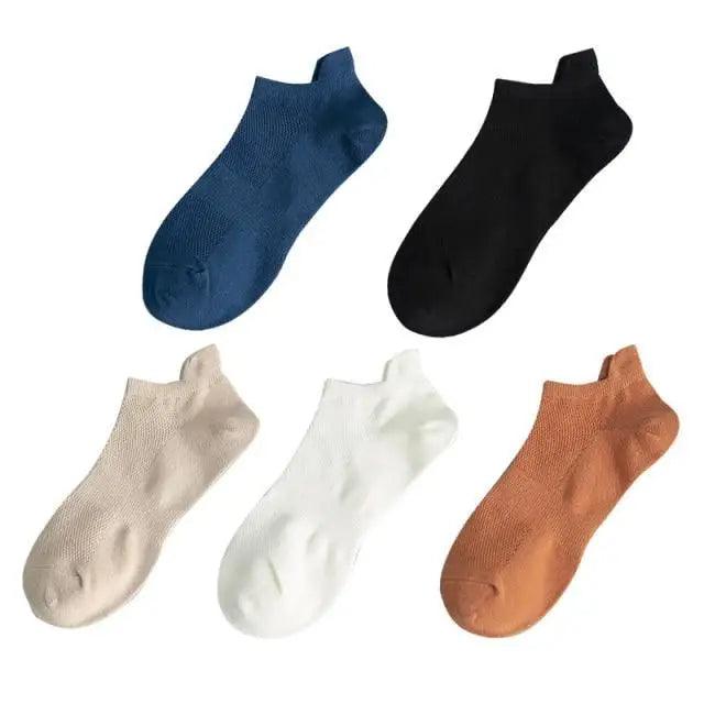 Sport Outdoor Simple 5 Pairs Man Cotton Short Socks For Men Breathable Mesh Comfortable Solid Colorful Soft Socks