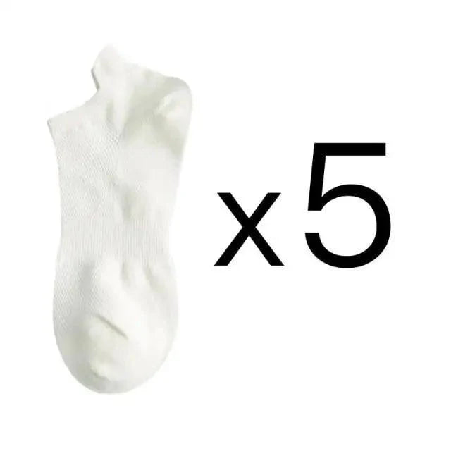 Sport Outdoor Simple 5 Pairs Man Cotton Short Socks For Men Breathable Mesh Comfortable Solid Colorful Soft Socks