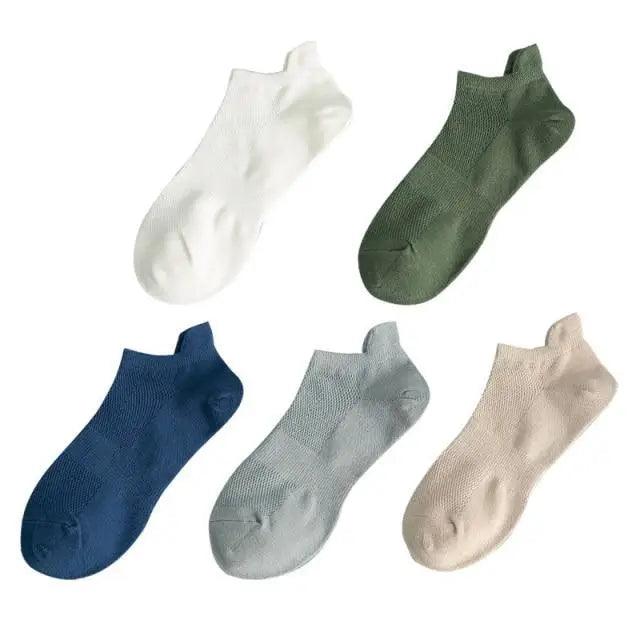 Sport Outdoor Simple 5 Pairs Man Cotton Short Socks For Men Breathable Mesh Comfortable Solid Colorful Soft Socks