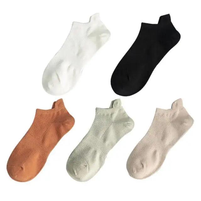 Sport Outdoor Simple 5 Pairs Man Cotton Short Socks For Men Breathable Mesh Comfortable Solid Colorful Soft Socks
