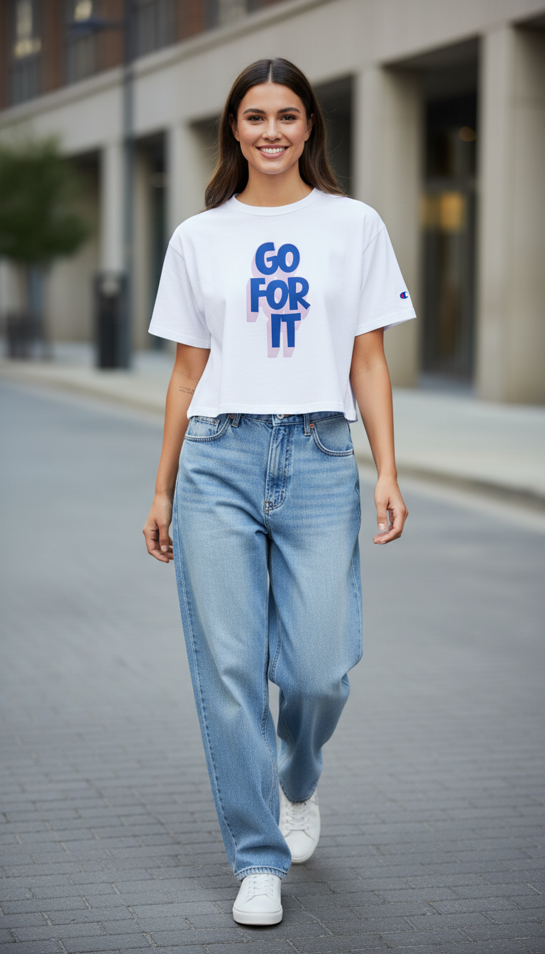 Champion GO FOR IT Cropped Cotton T-Shirt