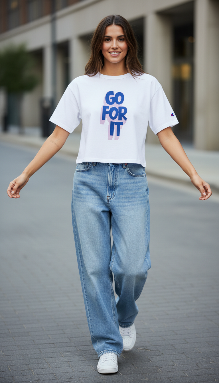 Champion GO FOR IT Cropped Cotton T-Shirt