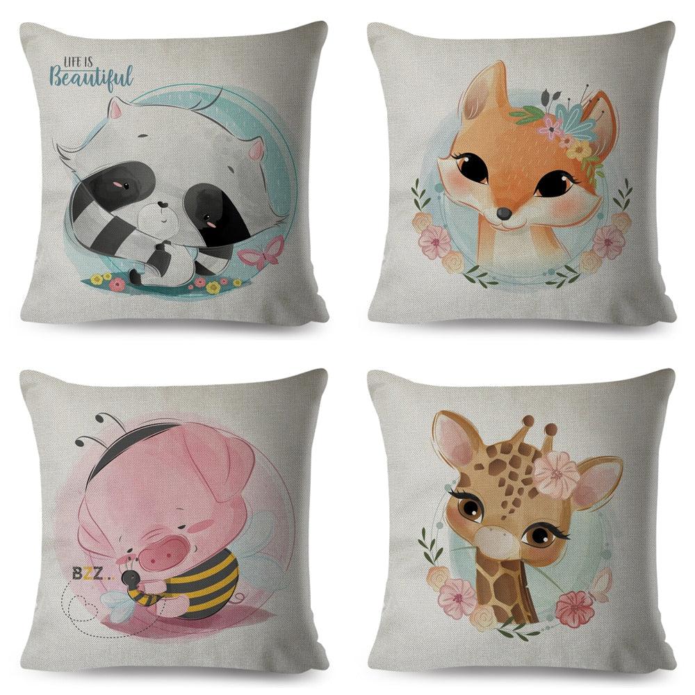 Throw Pillow Cover Animal Decor Deer Dinosaur Unicorn Rabbit Pillowcase For Home Decor Cushion Cover Kids Cartoon Decorative Pillow Covers Cute Colorful Animal Outdoor Cushion Cases for Children Room Sofa Couch 45x45cm