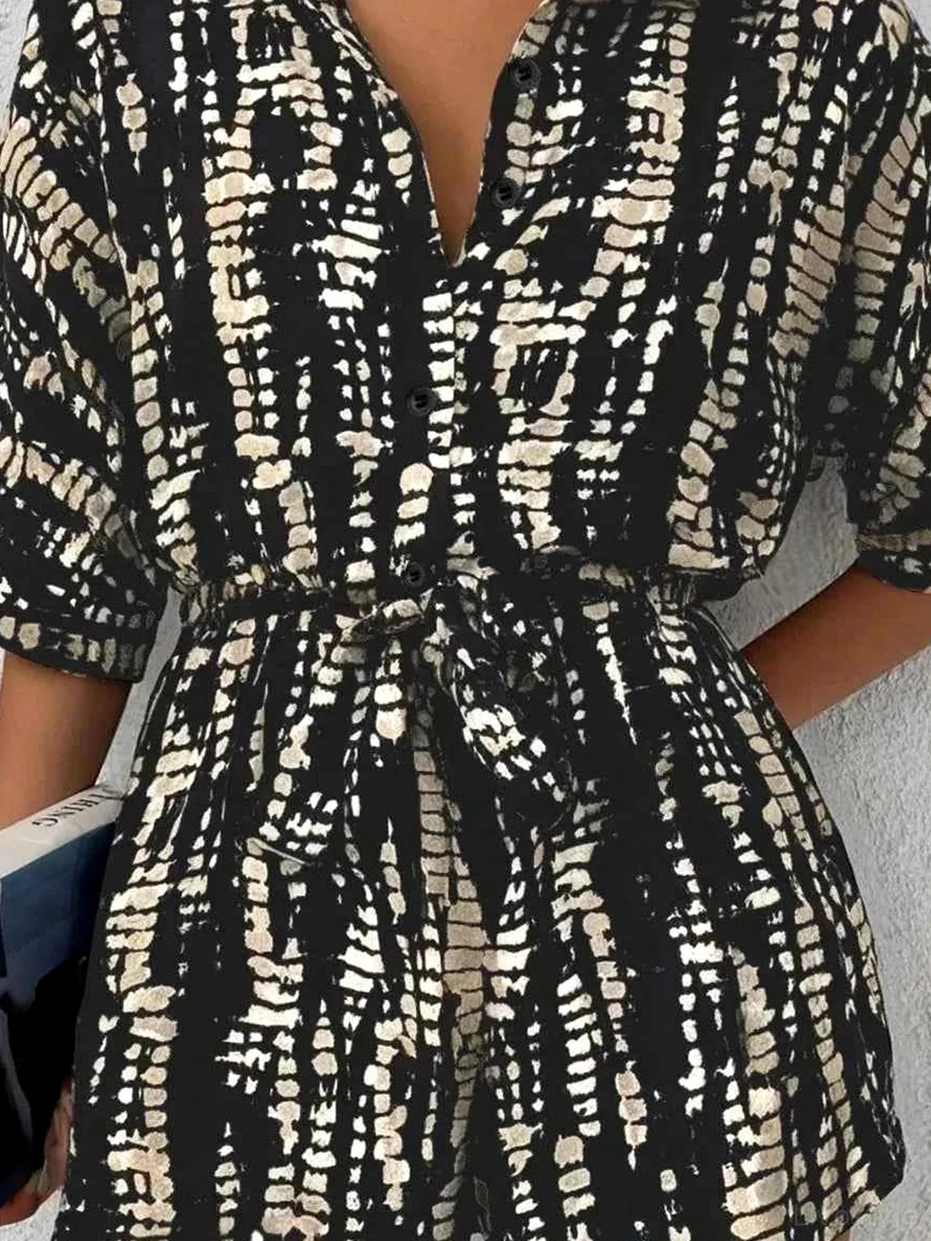 Tie Dye Print Collar Neck Short Sleeve Romper