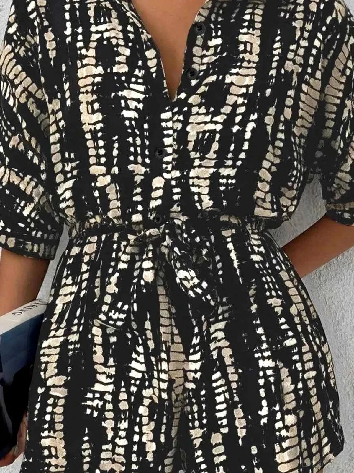 Tie Dye Print Collar Neck Short Sleeve Romper