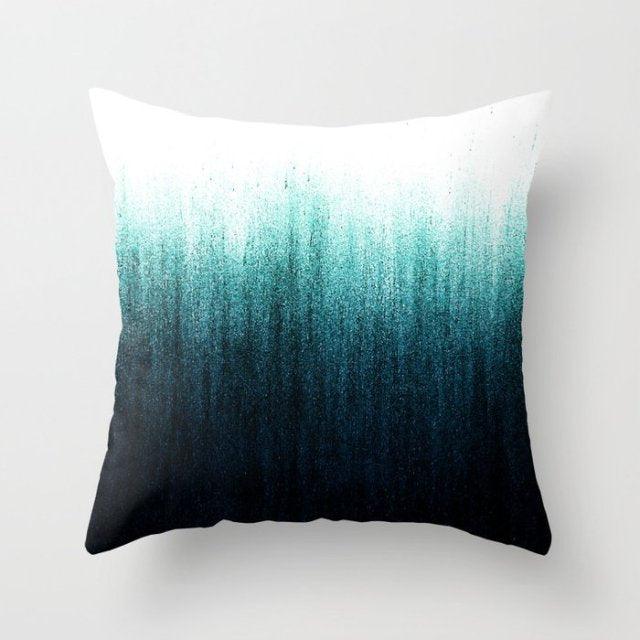 Trend Color Teal Blue Cushion Cover Polyester Geometric Teal Decorative Throw Pillows Covers For Couch Living Room Bedroom Pillow Cover Decorative Pillows Home Decoration Throw Pillowcase 45x45CM